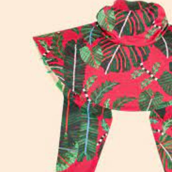 Farm Rio Tropical Groove Exotic Leaves Monstera Floral Reversible Foldable Hat - Picture 2 of 4